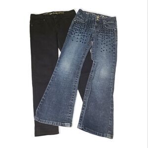 2 Pair Girls Jeans Studded Candies Bootcut and Gymboree Black Super Skinny